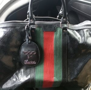 Gucci Limited Edition Vintage Fiat 500 Black Web Monogram Imprime Dufflebag